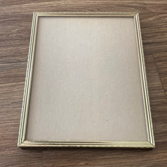 vintage gold-tone metal photo frame with a velvet back easel frame Art deco 8x10 - Picture 1 of 8